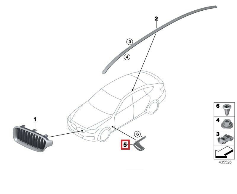 NEW GENUINE BMW 3 GT F34 FRONT LEFT N/S SIDE PANEL AIR DUCT CHROME 51747293733 - Image 4