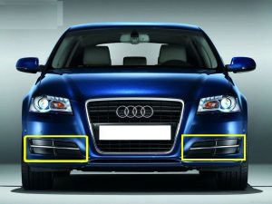 AUDI GENUINE A3 08-12 BUMPER LOWER BLACK GLOSSY GRILLE PAIR SET N/S O/S 8P0807682HT94+8P0807681TT94