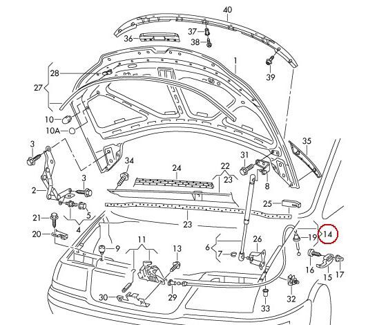 NEW GENUINE VW SHARAN 1996 - 2010 LHD BONNET RELEASE LID LOCK CABLE 7M3823531B - Image 2
