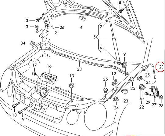 NEW GENUINE VW POLO 2005 - 2008 LHD BONNET RELEASE LID LOCK CABLE 6Q1823531F - Image 3