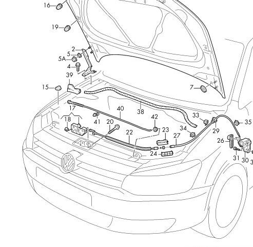 NEW GENUINE VW POLO 2009-2016 FRONT LHD BONNET RELEASE LID LOCK CABLE 6R1823531B - Image 2