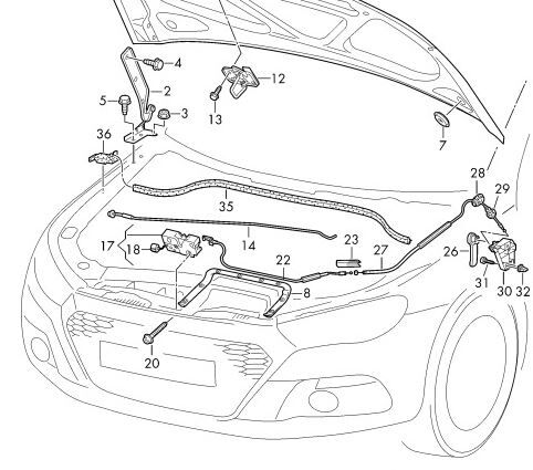 NEW GENUINE VW SCIROCCO 2009 - 2016 FRONT LHD BONNET RELEASE LID LOCK CABLE 1K8823531B - Image 3