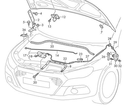 NEW GENUINE VW SCIROCCO 2009 - 2016 FRONT RHD BONNET RELEASE LID LOCK CABLE 1K8823531E - Image 3