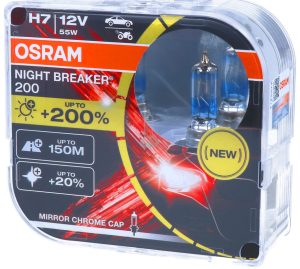OSRAM Night Breaker 200 - H7 +200% Xenon White Car Bulbs (2 Bulbs)
