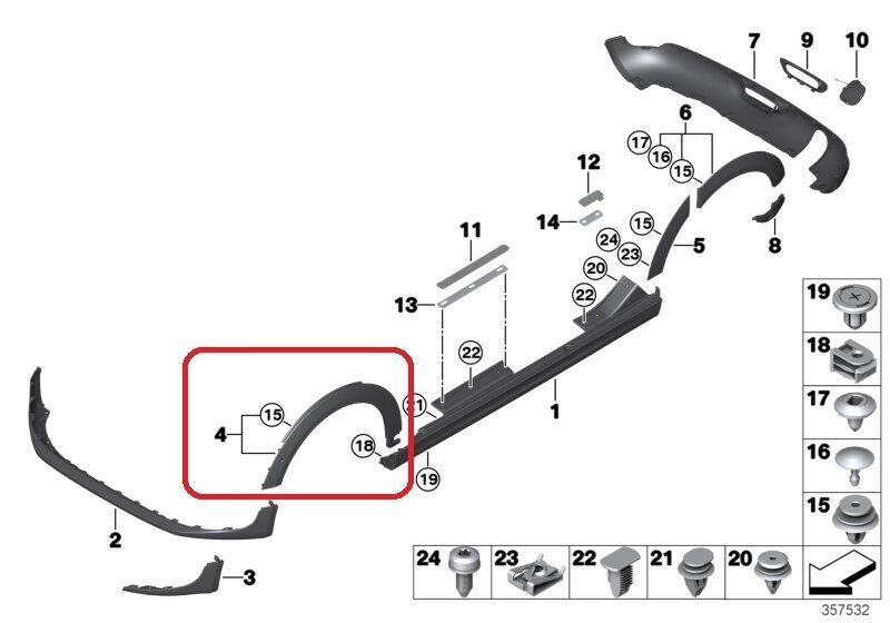 MINI NEW GENUINE F55 F56 F57 FRONT WHEEL ARCH EXTENSION LEFT N/S 51777300819 - Image 2