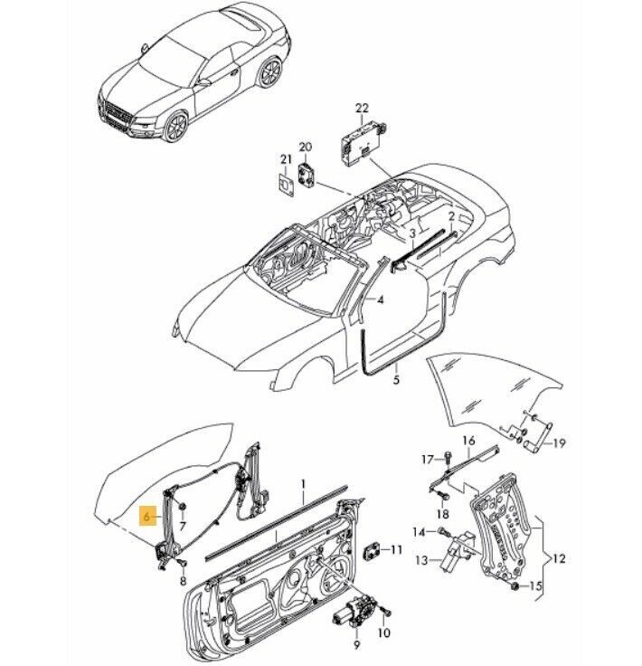 NEW GENUINE AUDI A5 CABRIOLET 2010-2016 FRONT DOOR WINDOW REGULATOR RIGHT O/S 8F0837462D - Image 2
