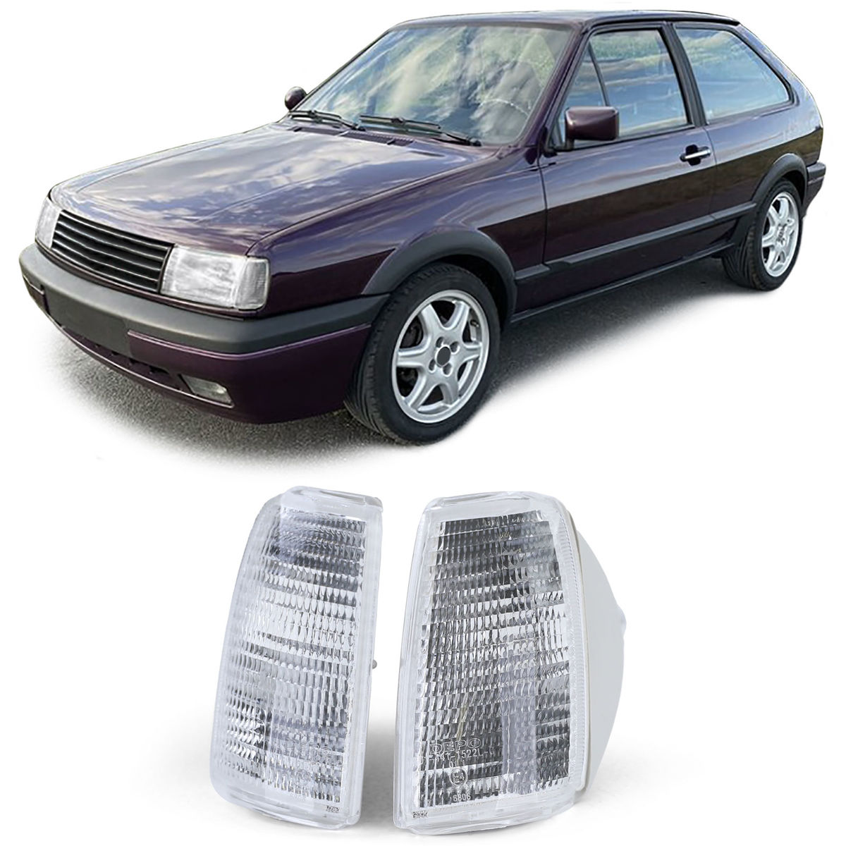 OE Look White Front Turnsignals/ Indicators For VW Polo 86C MK2 90-94 Facelift
