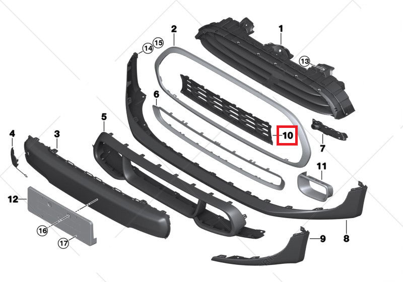 MINI NEW GENUINE F55 F56 F57 FRONT BUMPER CENTER GRID 51117301563 - Image 2
