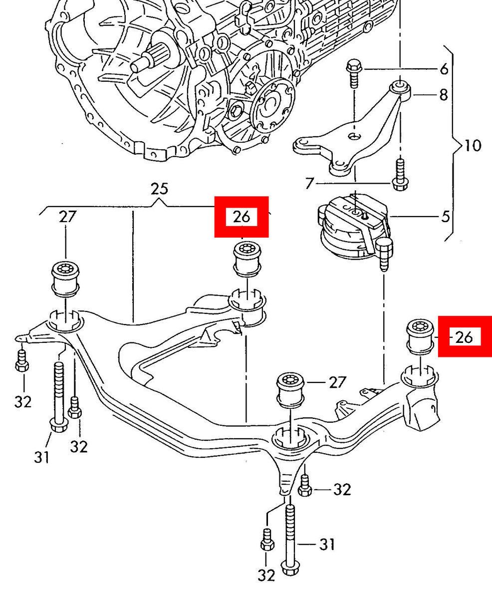 NEW GENUINE A4 B5 B6 B7 A6 C5 PASSAT B5 FRONT SUBFRAME REAR BUSHING 8D0399415D - Image 2