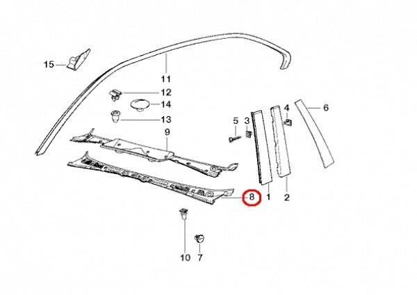 FOR BMW NEW GENUINE 3 SERIES E36 O/S WIPER LINKAGE SCUTTLE PANEL COVER TRIM 51718122266 - Image 2