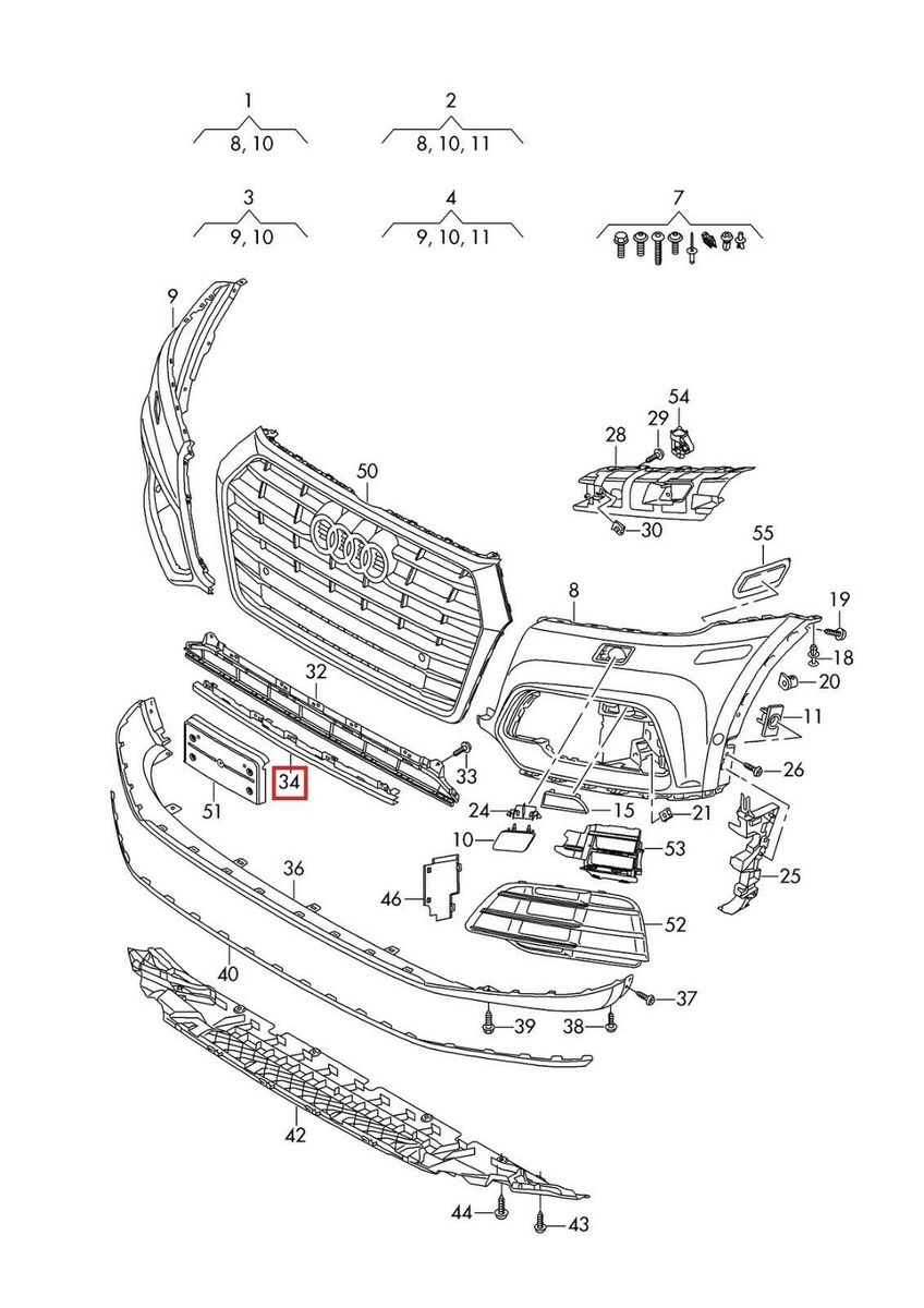 FOR NEW GENUINE AUDI Q5 FRONT BUMPER CENTER CONNECTING PIECE PRIMED - Image 2