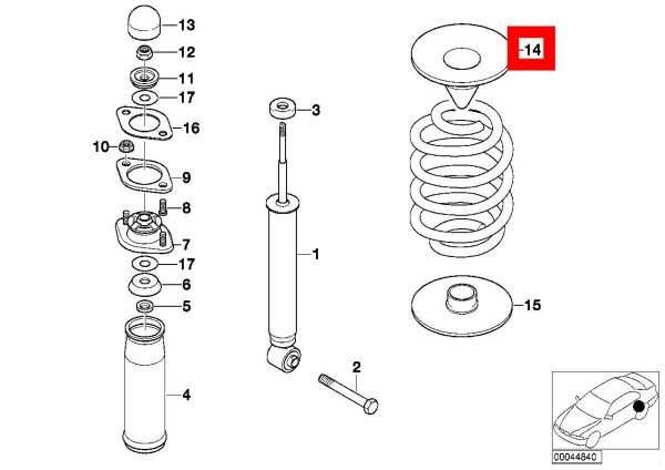 NEW GENUINE BMW 3' E36 COMPACT REAR UPPER COIL SPRING INSULATOR PAD 22MM 33531091952 - Image 2