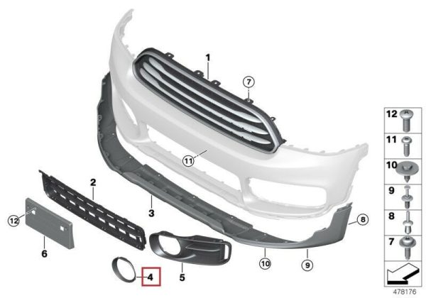 NEW MINI GENUINE COUNTRYMAN F60 FRONT BUMPER FOG LIGHT CHROME TRIM RING SET - Image 2