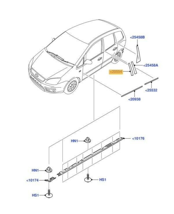 NEW GENUINE FORD FOCUS C-MAX 03-08 FRONT DOOR WINDOW B-PILLAR TRIM RIGHT O/S 1360889 - Image 2
