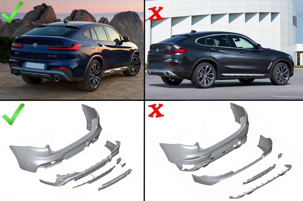 Rear Bumper Spoiler Valance Diffuser Double Outlet with Exhaust Tips suitable for BMW X4 G02 (2018-up) M Sport - Image 16