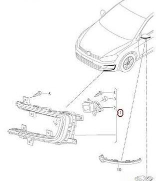 NEW GENUINE VW E GOLF MK7 14-18 FRONT LOWER O/S RIGHT LED DAY LIGHT ASSEMBLY 5GE941056B - Image 5
