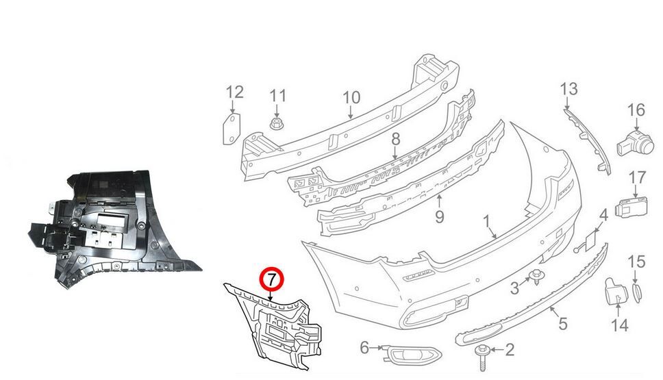 NEW GENUINE BMW 7 SERIES G11 G12 REAR BUMPER MOUNTING BRACKET LEFT N/S 51127357147 - Image 4