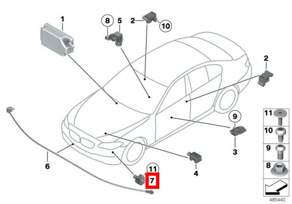 BMW NEW GENUINE 5 SERIES F10 F11 2009-2011/09 FRONT PEDESTRIAN PROTECTION SENSOR 65769239984 - Image 2