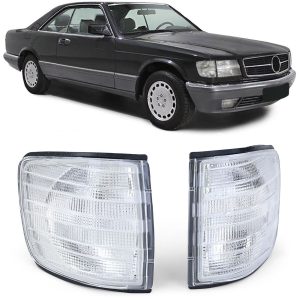 White Front Turn signals/ Indicators For Mercedes C126 SEC Coupe (W126)