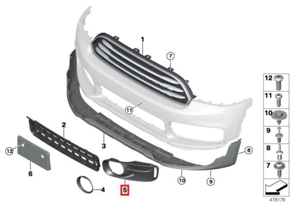 NEW GENUINE MINI F60 COUNTRYMAN FRONT BUMPER FOG SPOT LIGHT TRIM RIGHT O/S 51117390534 - Image 2