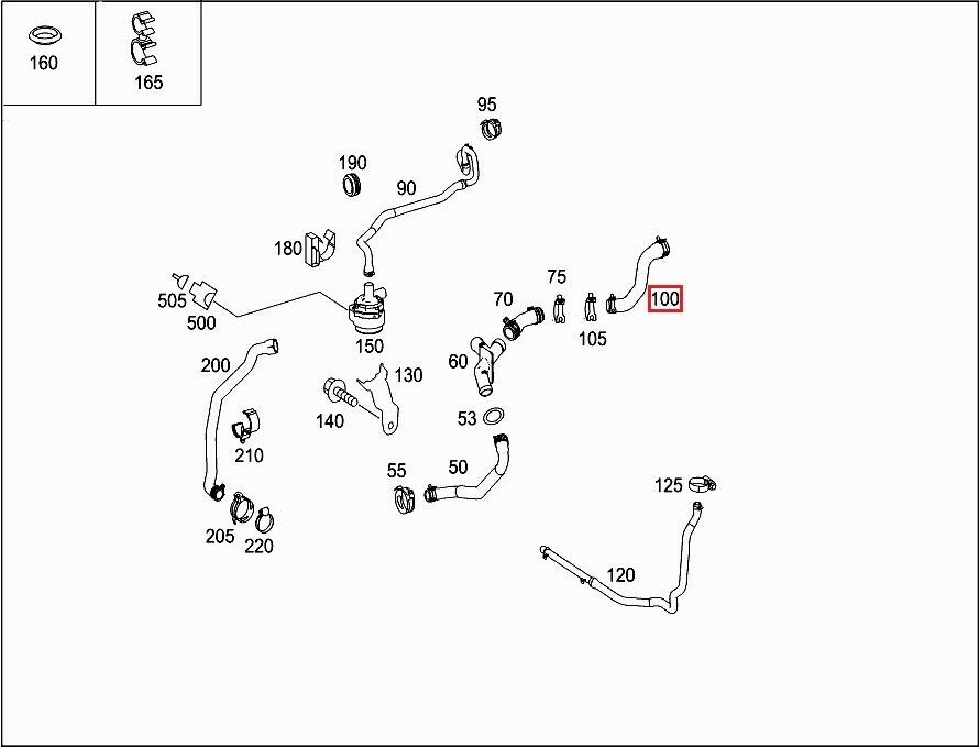 NEW GENUINE MERCEDES BENZ ML GL CLASS SECONDARY WATER PUMP COOLANT HOSE PIPE A1645060735 - Image 2