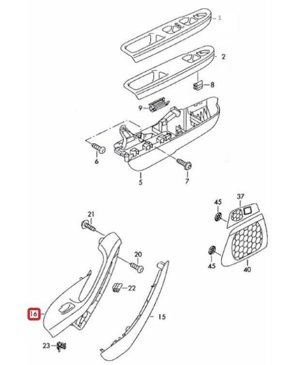 NEW GENUINE VW PASSAT B6 2005-2011 FRONT RIGHT DOOR HANDLE PANEL BLACK LHD 3C1867180B1QB - Image 2