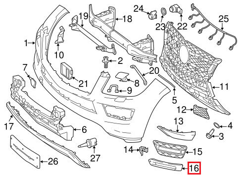 NEW GENUINE MERCEDES BENZ GLS X166 AMG FRONT LOWER BUMPER MOULDING COVER RIGHT A1668845422 - Image 2