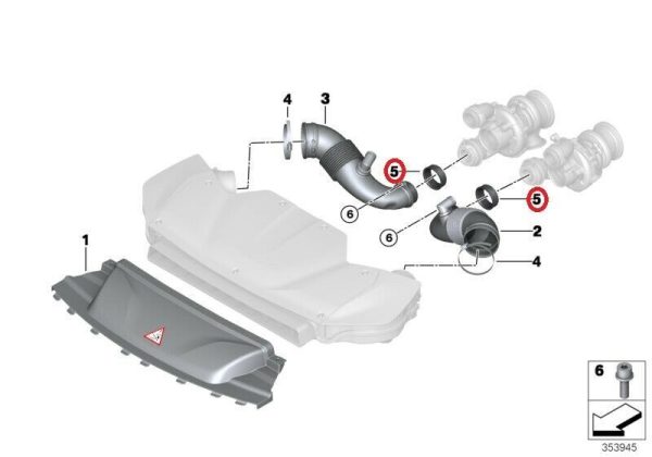 NEW GENUINE BMW 5 6 7 X5 X6 SERIES AIR INTAKE UPPER DUCT CLEANER GASKET RING 13718655216 - Image 2