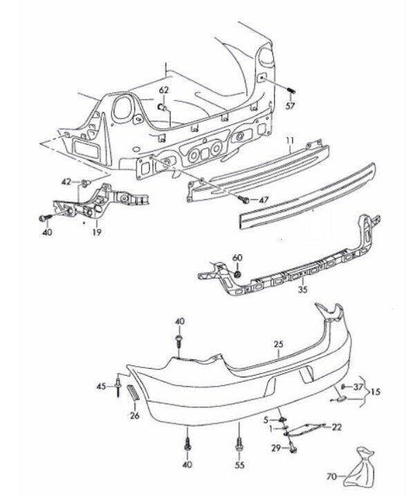 NEW GENUINE VW EOS 2006-2011 REAR BUMPER COVER CAP FOR TOW HOOK FULL SET KIT - Image 2