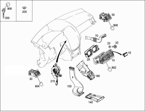 NEW GENUINE MERCEDES BENZ C220 CDI CENTER DASHBOARD AIR FLEW VENT RIGHT O/S A20483013549116 - Image 2