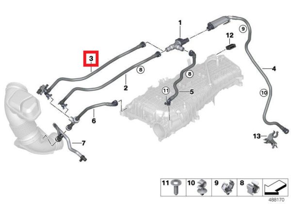 NEW GENUINE BMW F30 F32 G30 G11 G01 G02 FUEL TANK EVAP LINE WITH PRESSURE SENSOR 13907645859 - Image 2