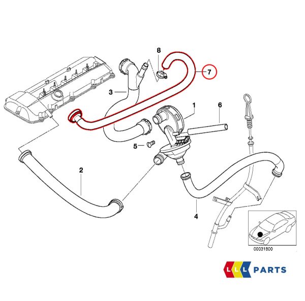 NEW GENUINE BMW X3 X5 Z3 Z4 3 5 7 SERIES CRANKCASE VENTILATION RETURN PIPE 11617504536 - Image 2