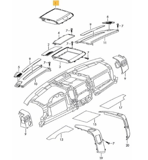 NEW GENUINE VW CRAFTER 2006-2016 CENTER DASHBOARD UPPER STORAGE 2E0857919A - Image 2