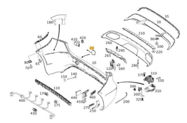 NEW GENUINE MERCEDES BENZ B CLASS W246 REAR BUMPER TOW HOOK EYE COVER CAP PRIMED A24688510229999 - Image 2