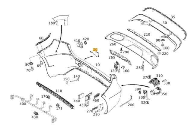 NEW GENUINE MERCEDES BENZ B CLASS W246 REAR BUMPER TOW HOOK EYE COVER CAP PRIMED A24688510229999 - Image 2