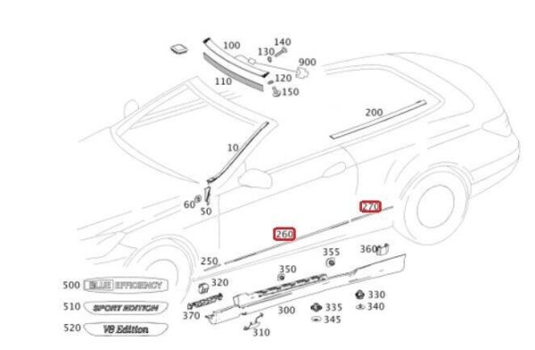 NEW GENUINE MERCEDES E CLASS W207 DOOR AND REAR WING CHROME MOLDING SET LEFT N/S - Image 2