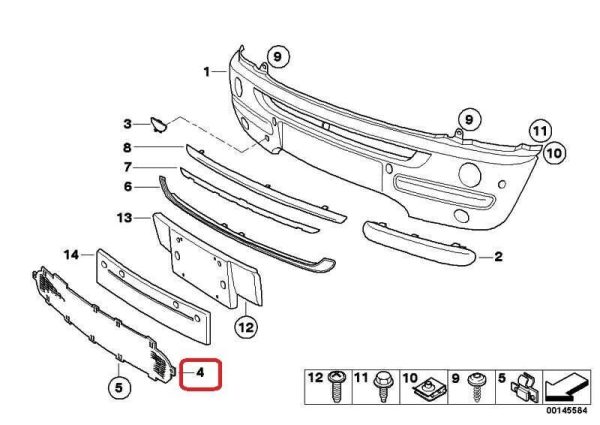 MINI NEW GENUINE R50 ONE TILL 2004/07 FRONT BUMPER LOWER CENTER GRILLE BLACK 51110698354 - Image 2