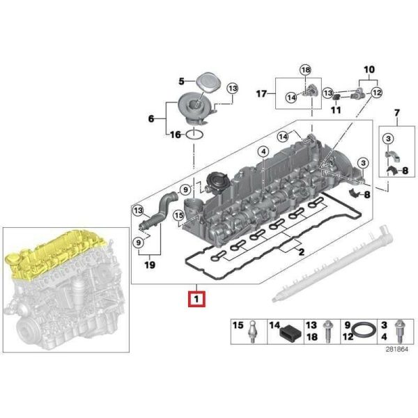 NEW GENUINE BMW 3 4 5 7 X SERIES N57 ENGINE CYLINDER HEAD VALVE COVER 11127823181 - Image 2