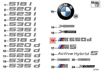 BMW NEW GENUINE F11 10-14 5 SERIES M550d TRUNK BADGE EMBLEM LOGO 51148054898 - Image 3