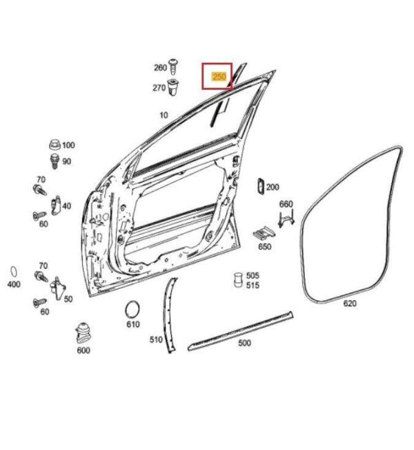 NEW GENUINE MERCEDES BENZ R CLASS W251 FRONT DOOR B-PILLAR OUTSIDE BLACK RIGHT A2516901489 - Image 2