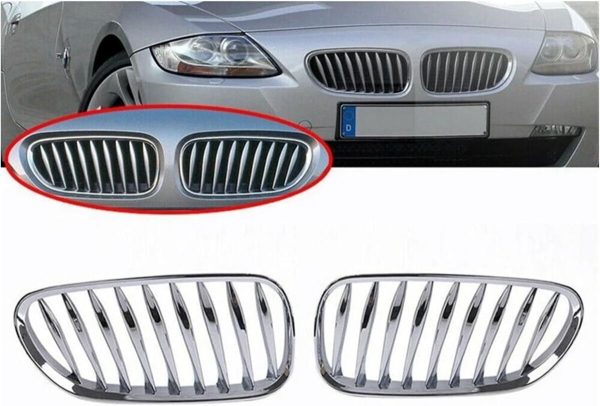 BMW GENUINE Z4 E85 E86 FRONT KIDNEY CHROME GRILLE PAIR SET LEFT AND RIGHT 51117117757 + 51117117758 - Image 3