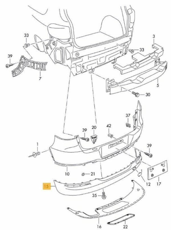 NEW GENUINE VW TIGUAN 07-11 REAR BUMPER SATIN BLACK LOWER VALANCE 5N08075219B9 - Image 2