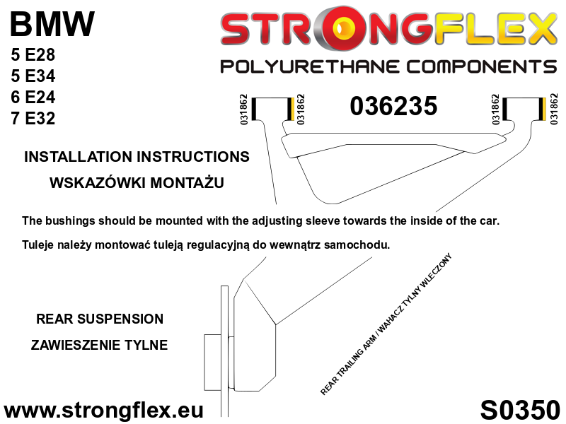 036235A: Rear trailing arm bush kit eccentric SPORT - Image 2