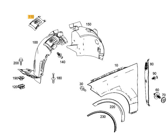 NEW GENUINE MERCEDES BENZ MB ML CLASS W166 FRONT FENDER LINER COVER CAP A1668841000 - Image 2
