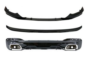 Diffuser With Exhaust Tips & Front Spoiler Lip and Trunk Boot Spoiler suitable for BMW 5 Series G30 Limousine (2017-up) 540 M Performance Look Piano Black