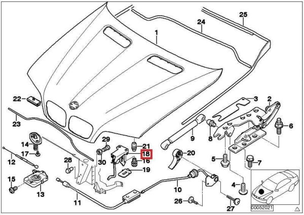 NEW GENUINE BMW X5 SERIES E53 HOOD BONNET ENGINE LID LATCH SAFETY CATCH HOOK 51238402552 - Image 2
