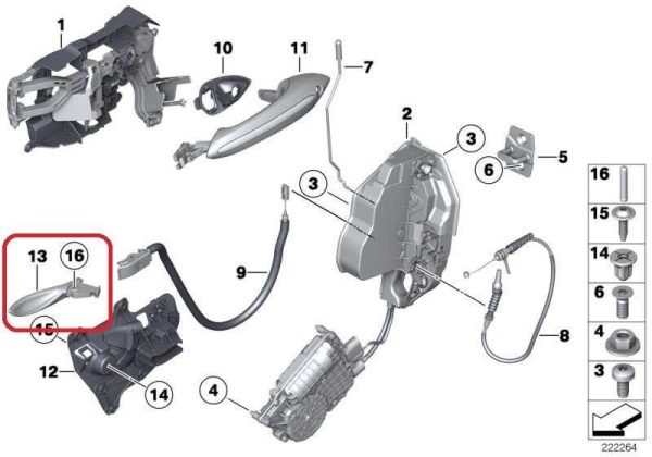 BMW NEW GENUINE 5 SERIES F10 F11 INTERIOR DOOR INNER LEVER LEFT N/S 51217225689 - Image 2