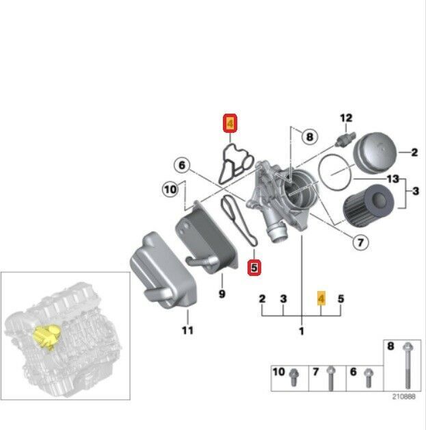 NEW GENUINE BMW OIL FILTER HOUSING GASKET AND OIL COOLER GASKET SET 11428637821+11428637820 - Image 2