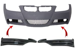 Carbon Front Splitters Spoiler suitable for BMW 3 Series E90 E91 Sedan Touring (2005-2008) only M-tech Bumper