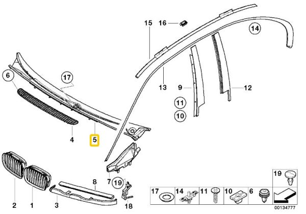 RHD BMW NEW GENUINE 3 SERIES E46 WINDSHIELD COWL PANEL COVER 51718189100 - Image 2